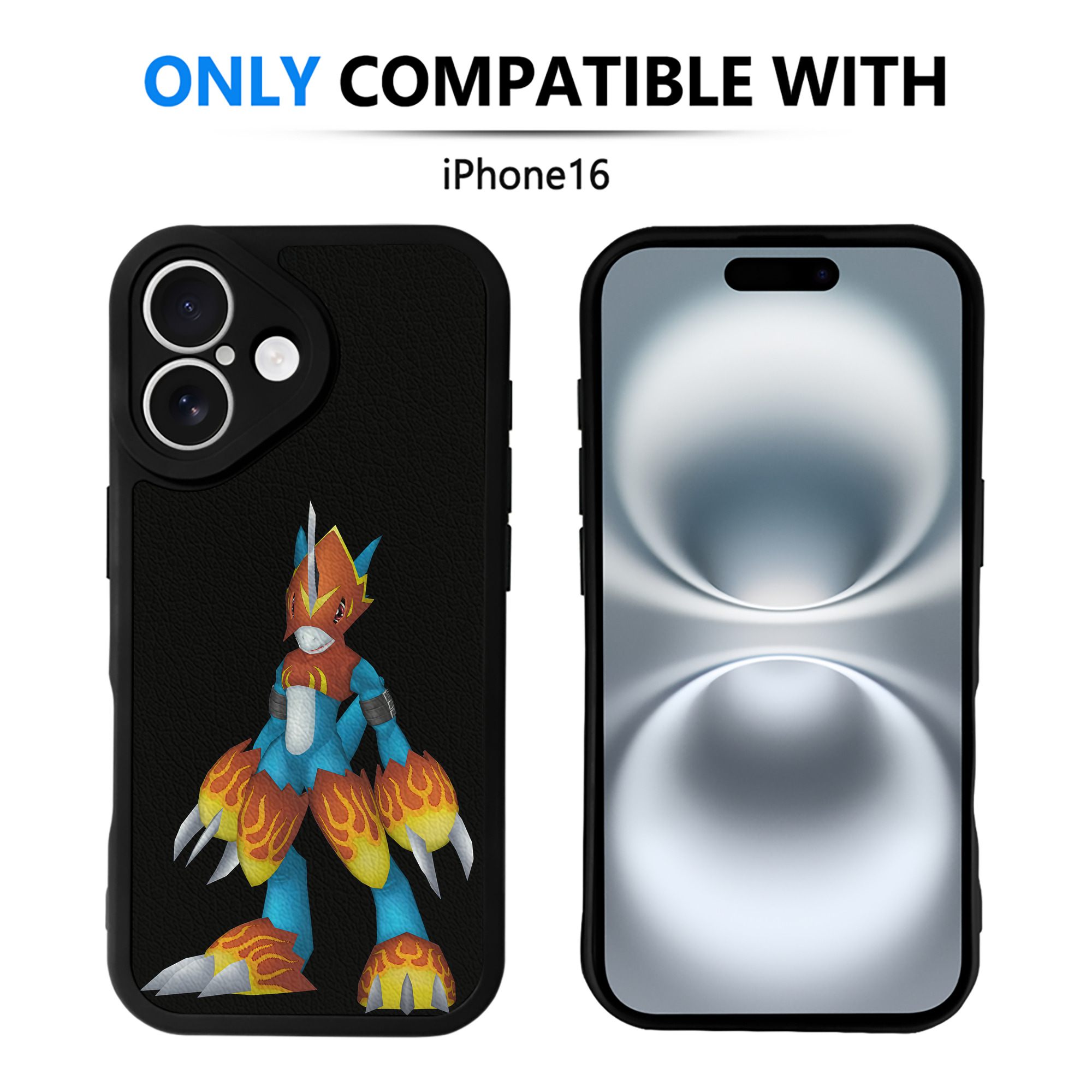 （画像用） Digimon デジタルモンスター/デジモン 【iPhone 16シリーズ対応】シリコンスマホケース（レザー調） 材質：シリコン